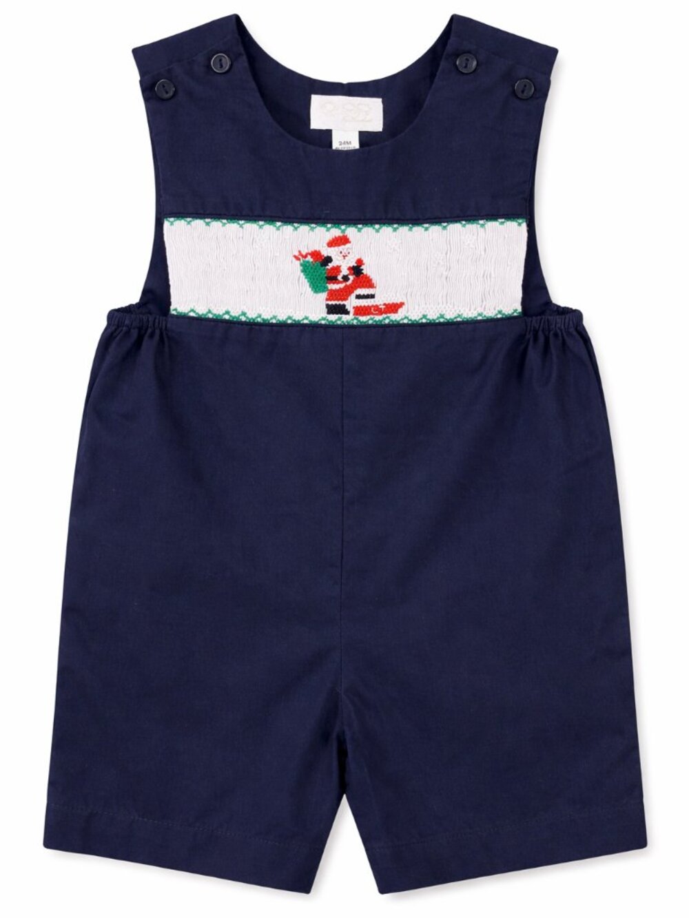 Sir John Smocked Jon Jon 24M Baby Boy Christmas Outfit Santa Embroidery Vintage